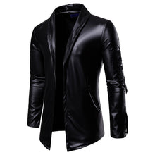 Load image into Gallery viewer, Elastic Zipper Motorcycle Leather Jacket for Men