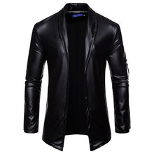 Load image into Gallery viewer, Elastic Zipper Motorcycle Leather Jacket for Men
